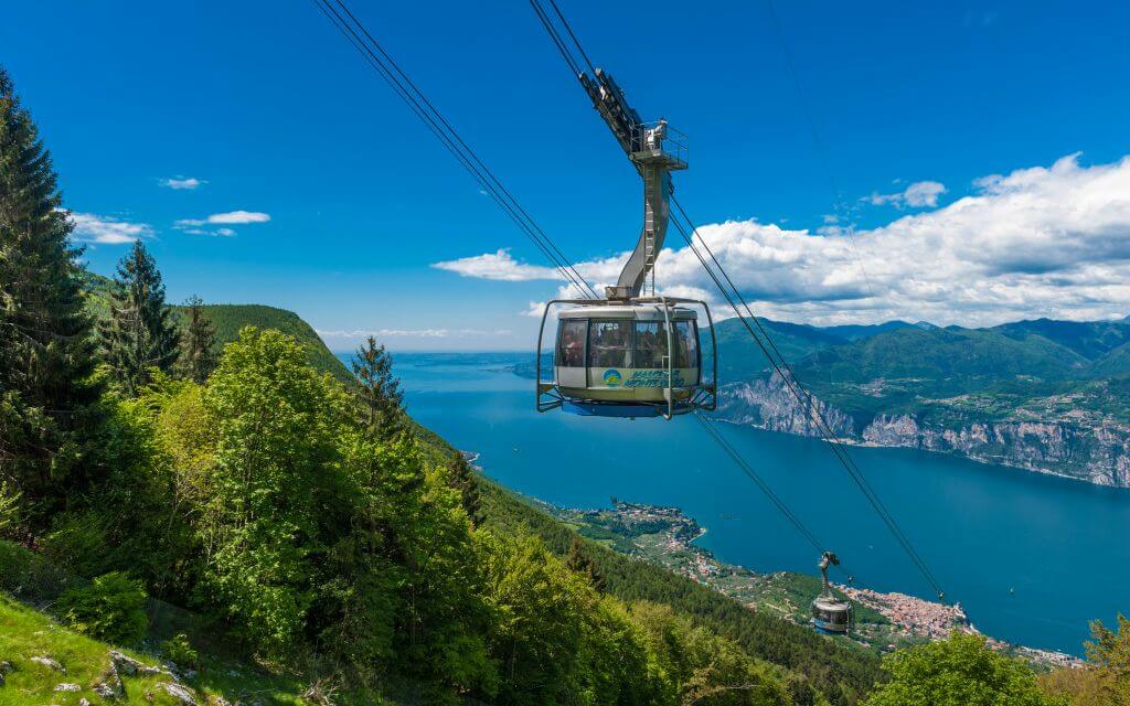 The Malcesine-Monte Baldo cable car over the lake